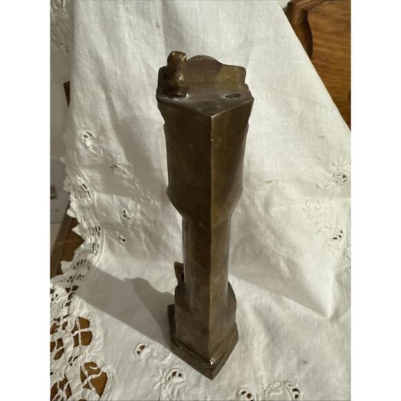 VTG Solid Brass Grandfather Clock Cat Mouse Paperweight Cottage English Country - Picture 3 of 7